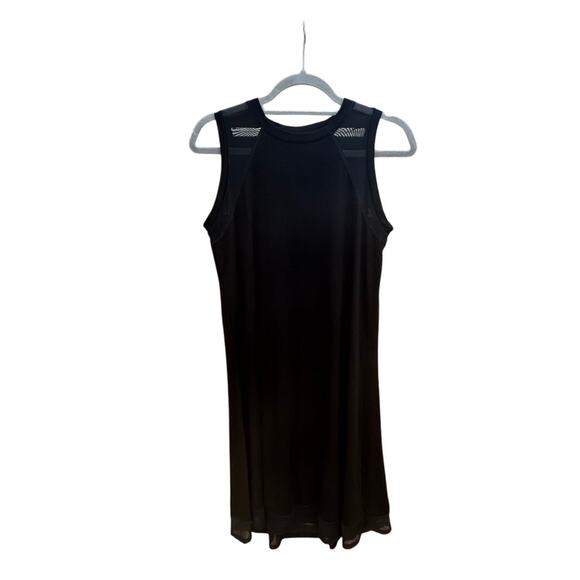 Neiman Marcus sleeveless black midi dress with sheer trim and back‎ -sz M - Picture 2 of 7